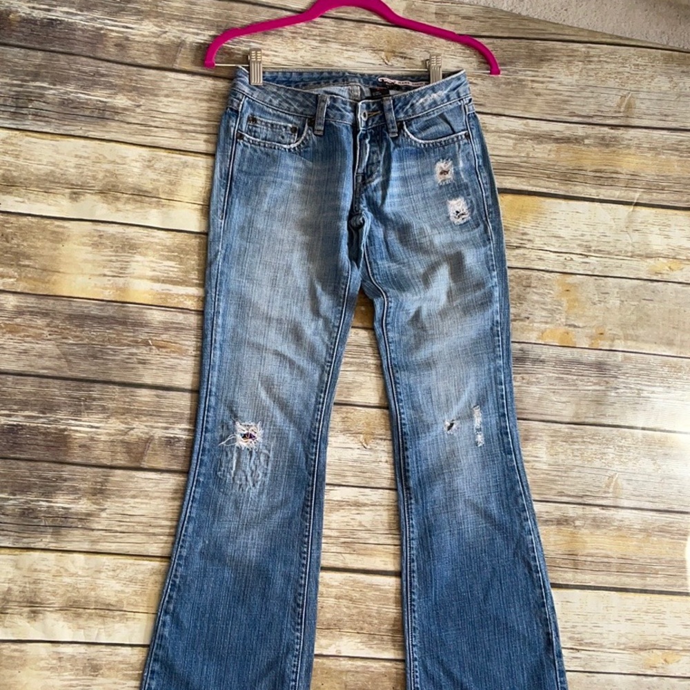 Buffalo distressed bootcut low rise so soft jeans 24